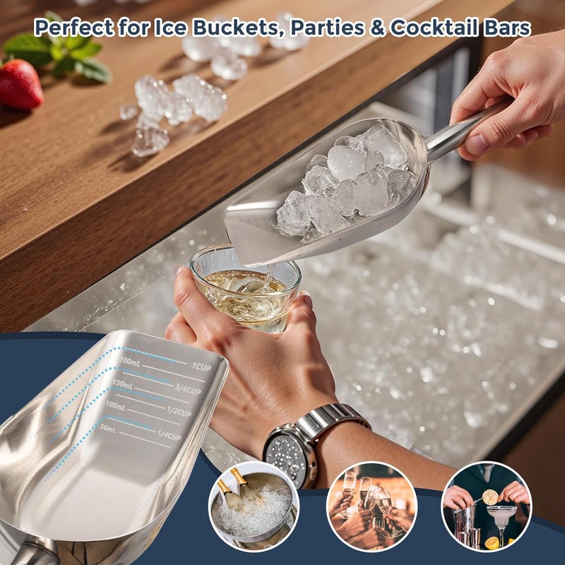 Mutclord Metal Ice-Scoop Freezer-Machine Bucket - 304 stainless steel food grade material | 8 Oz capacidad | With precise measurement scale lines - Image 4